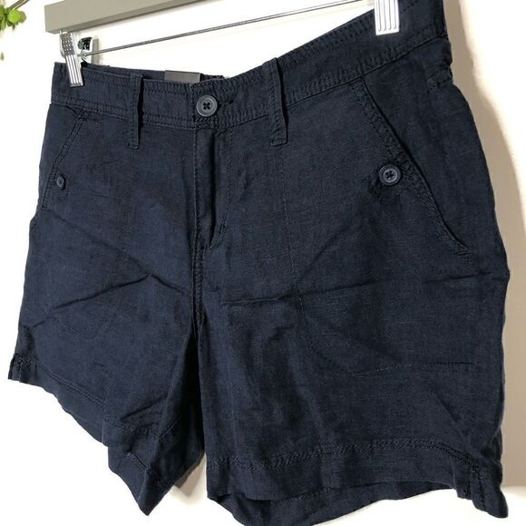Calvin Klein Navy Blue Linen Blend Shorts NWT! - Picture 2 of 8